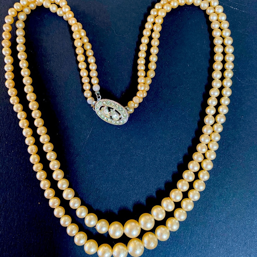 Simulated Pearl Necklace ~ Double Strand